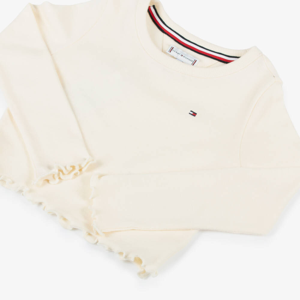 Tommy Hilfiger-Girls Ivory Cotton Blend Knitwear | Childrensalon Outlet
