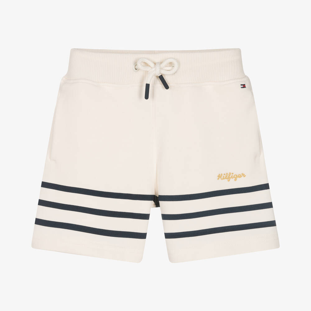 Tommy Hilfiger - Girls Ivory Cotton Jersey Shorts  | Childrensalon