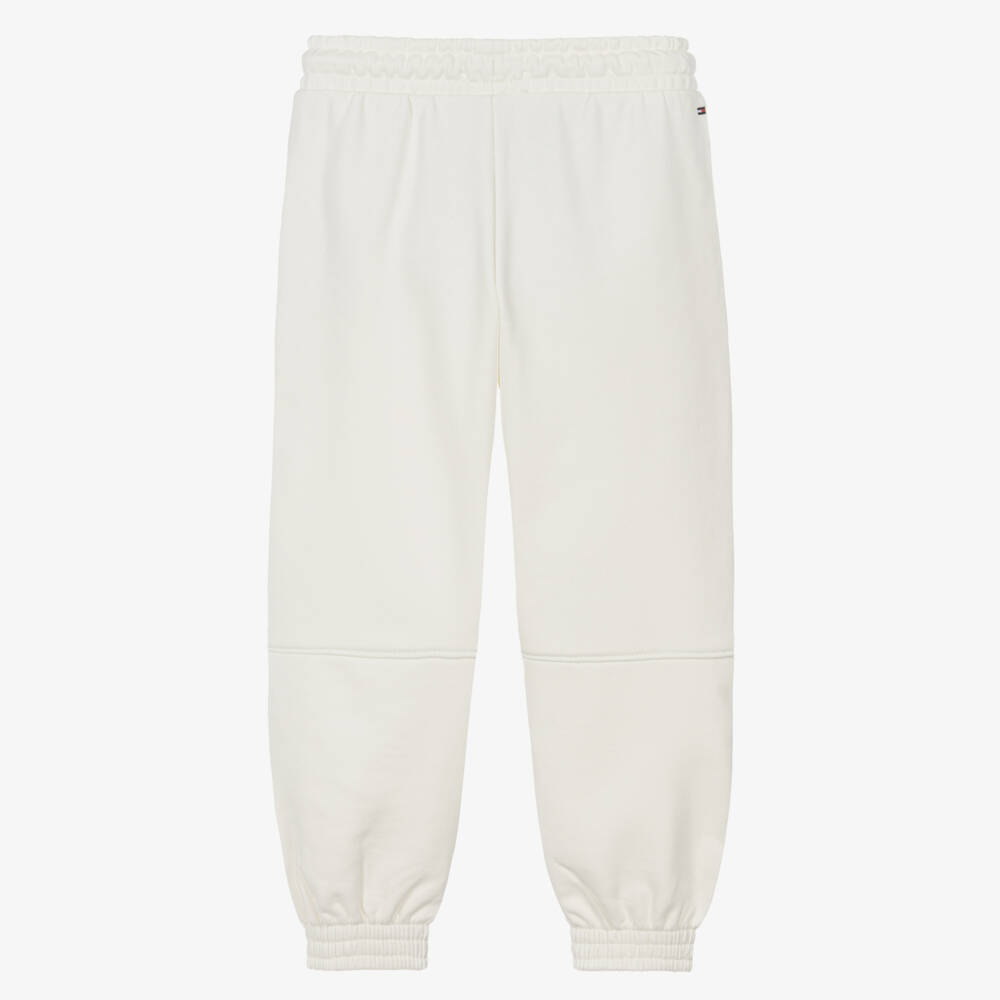 Tommy Hilfiger-Girls Ivory Cotton Joggers with Rubberised Logo | Childrensalon Outlet