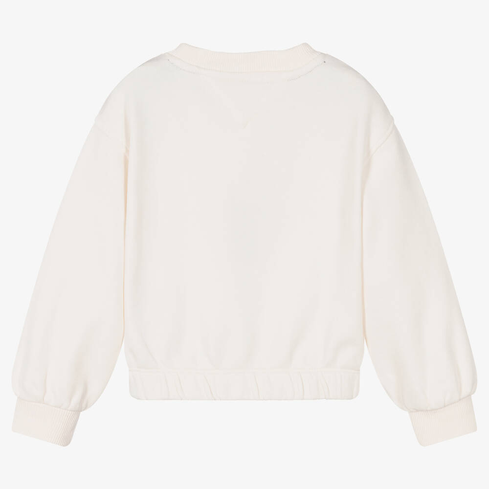 Tommy Hilfiger-سويتشيرت قطن جيرسي لون عاجي للبنات | Childrensalon Outlet