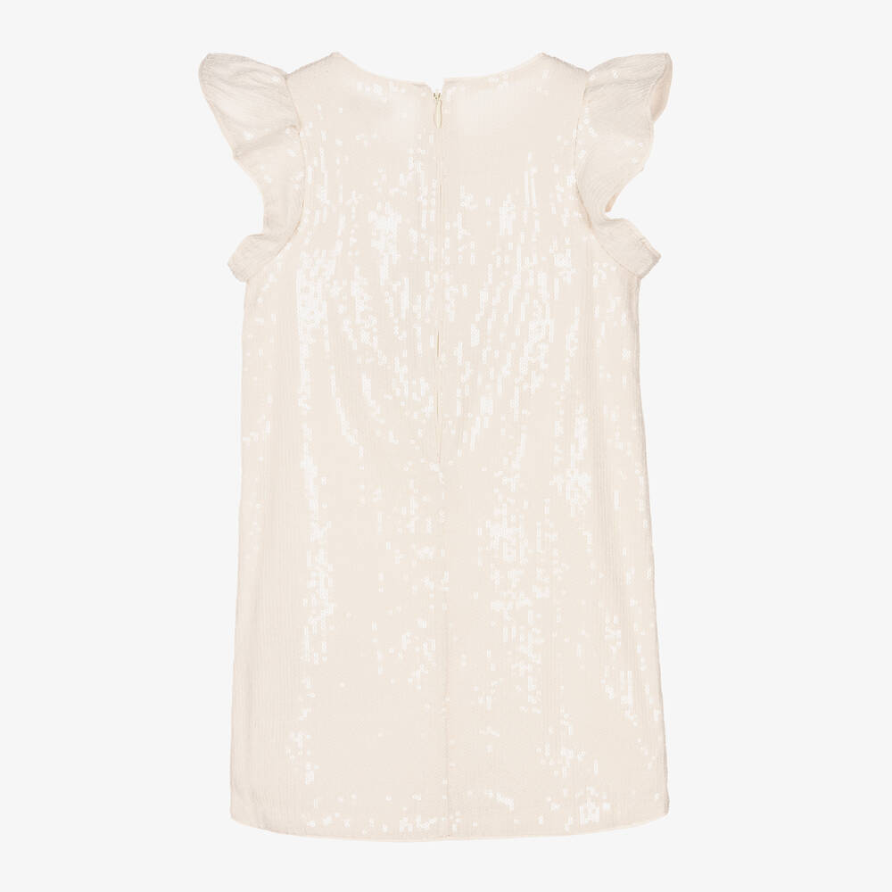 Tommy Hilfiger-Girls Ivory Cotton Sequin Dress | Childrensalon Outlet