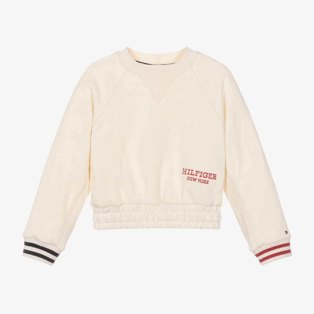 Tommy Hilfiger-Girls Ivory Cotton Sweatshirt | Childrensalon Outlet
