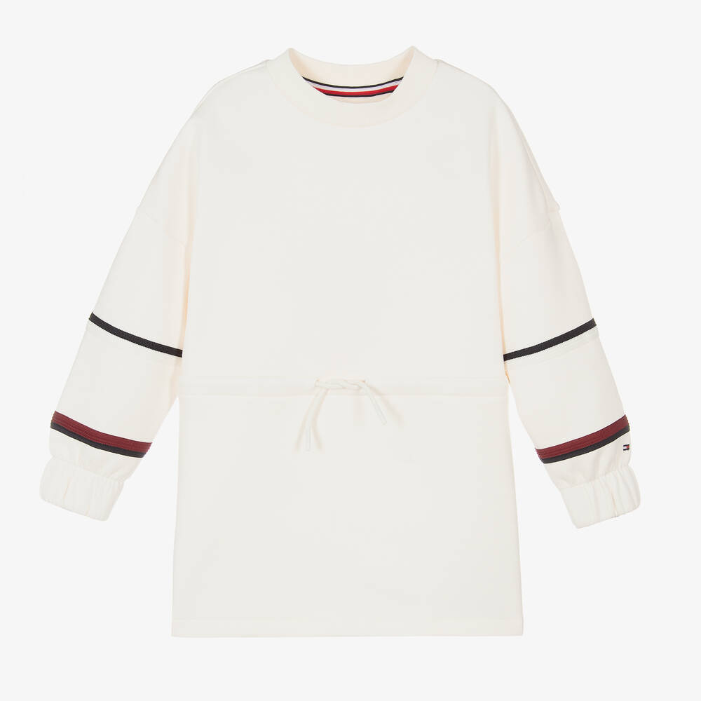 Tommy Hilfiger - Robe-sweat ivoire en coton fille  | Childrensalon