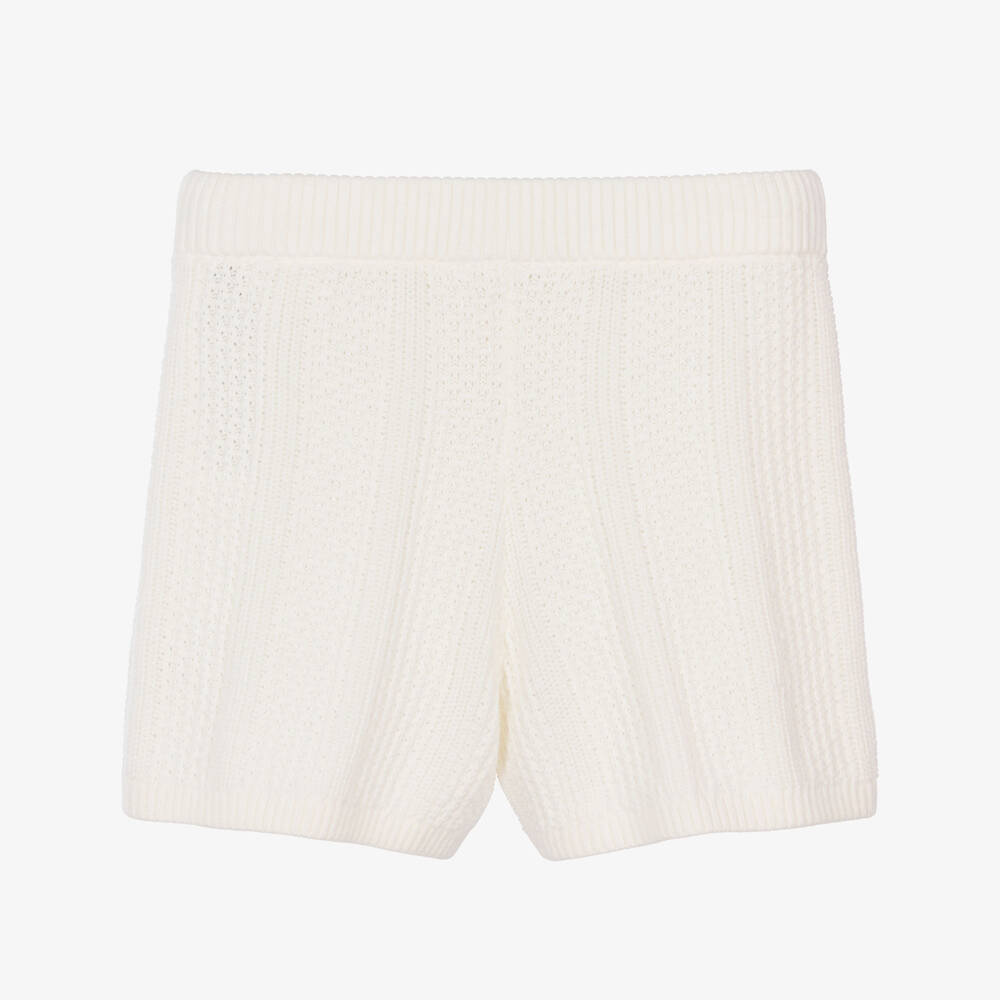 Tommy Hilfiger-Girls Ivory Crochet Knit Shorts | Childrensalon Outlet