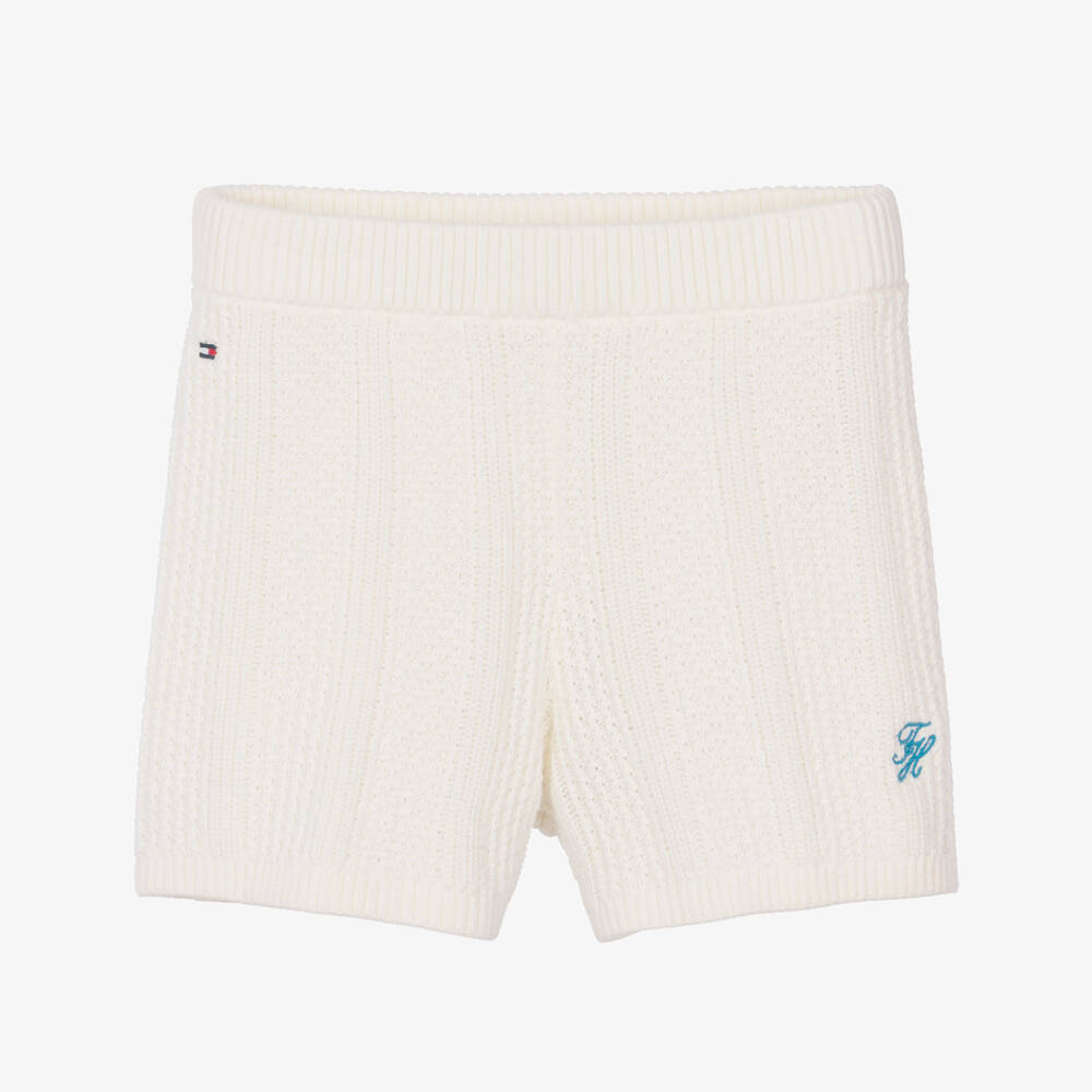 Tommy Hilfiger-Girls Ivory Crochet Knit Shorts | Childrensalon Outlet