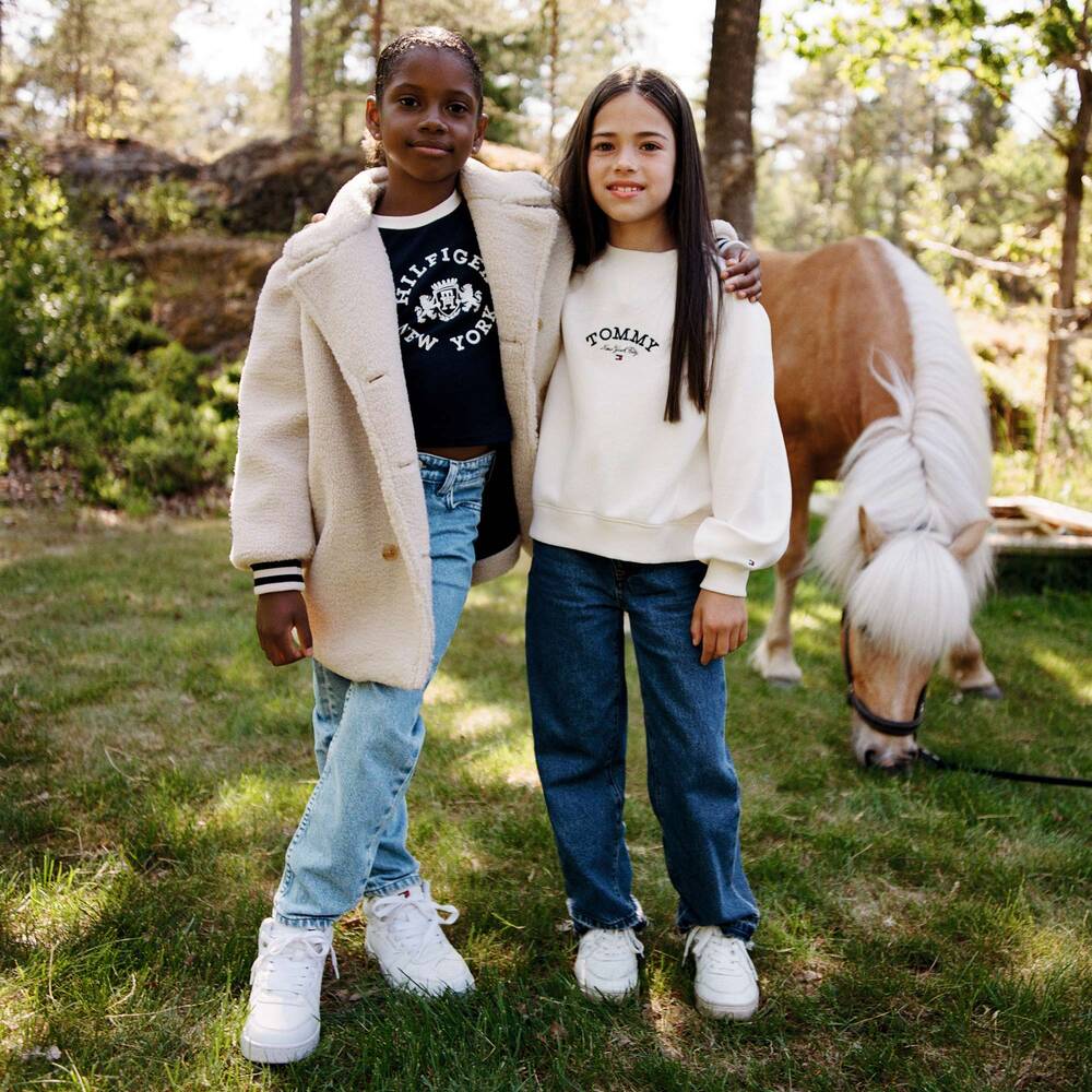 Tommy Hilfiger-سويتشيرت كروب قطن جيرسي لون عاجي للبنات | Childrensalon Outlet