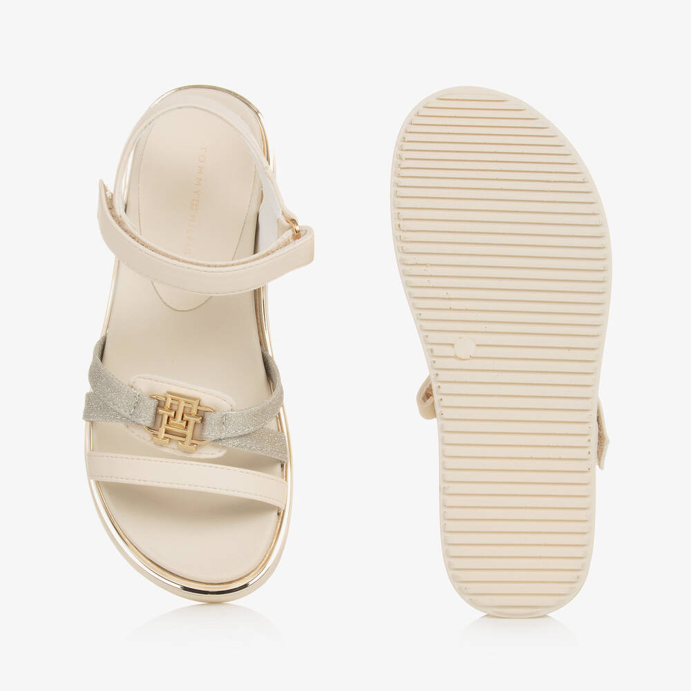 Tommy Hilfiger-صندل جلد صناعي لون عاجي للبنات | Childrensalon Outlet