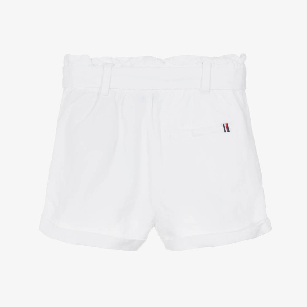 Tommy Hilfiger-Girls Ivory Linen Bow-Accent Shorts | Childrensalon Outlet