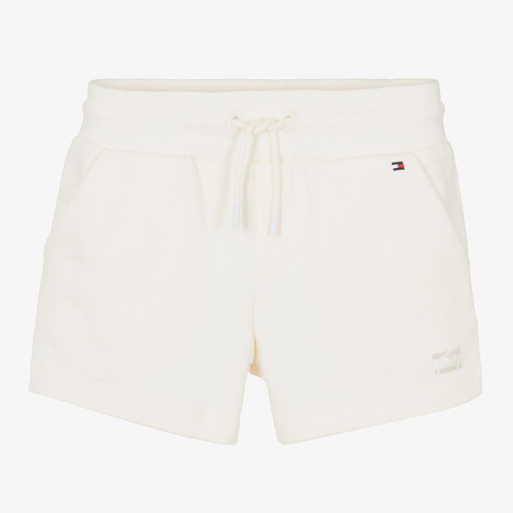 Tommy Hilfiger - Girls Ivory Logo Shorts | Childrensalon