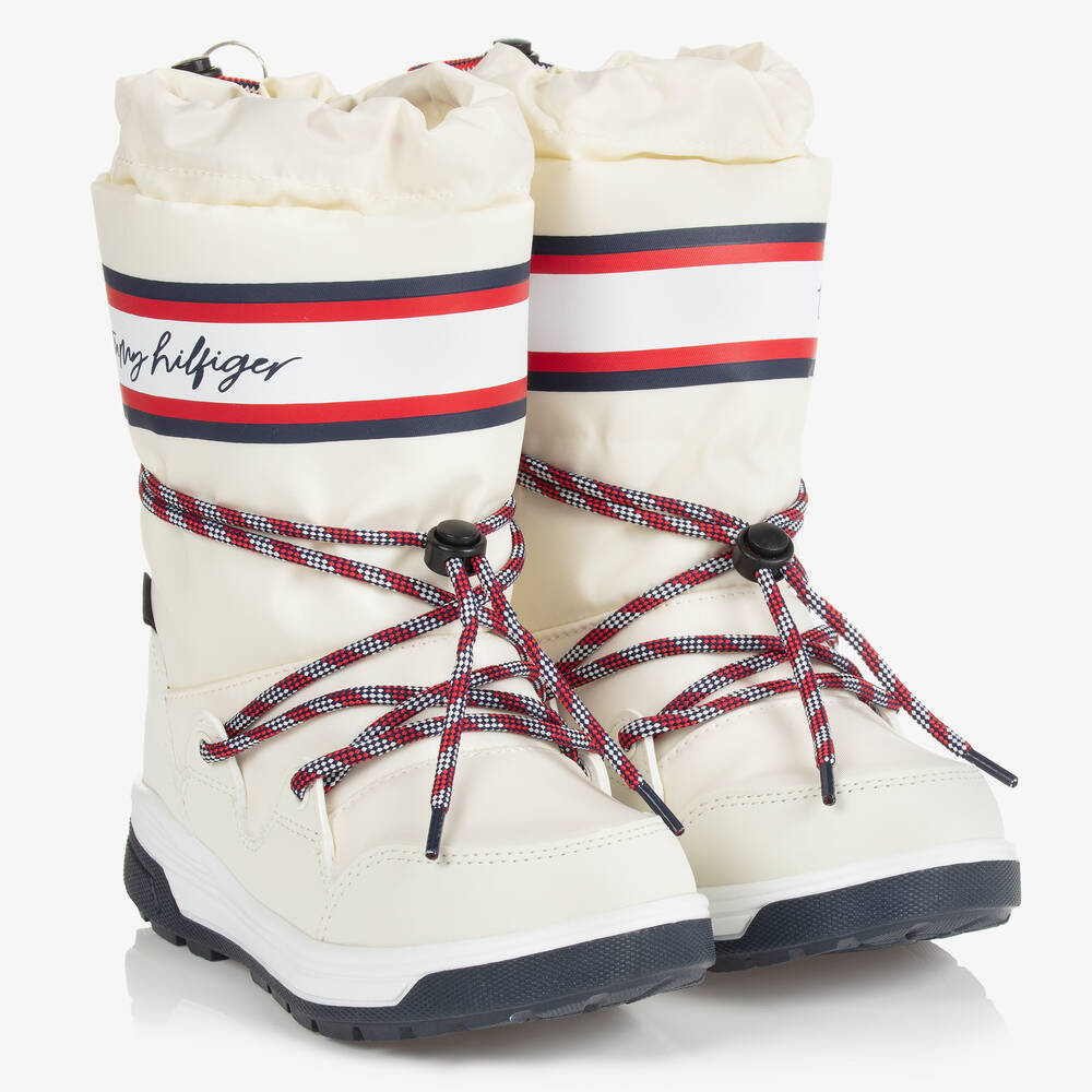 Tommy Hilfiger - Girls Ivory Logo Snow Boots | Childrensalon