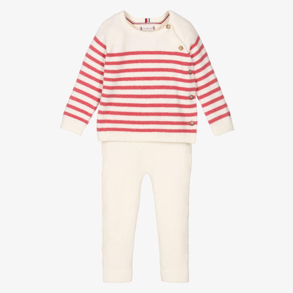 Tommy Hilfiger-Girls Ivory & Pink Knit Set | Childrensalon Outlet