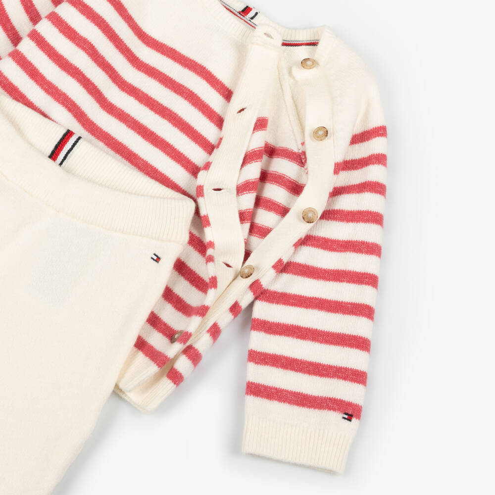 Tommy Hilfiger-طقم ليقنز قطن لون عاجي وزهري | Childrensalon Outlet