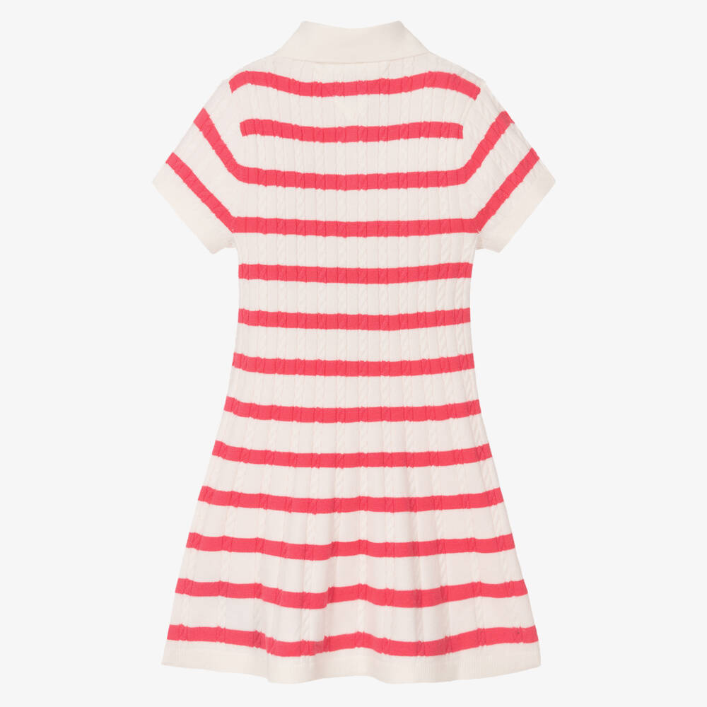Tommy Hilfiger-Girls Ivory & Pink Knit Striped Dress | Childrensalon Outlet