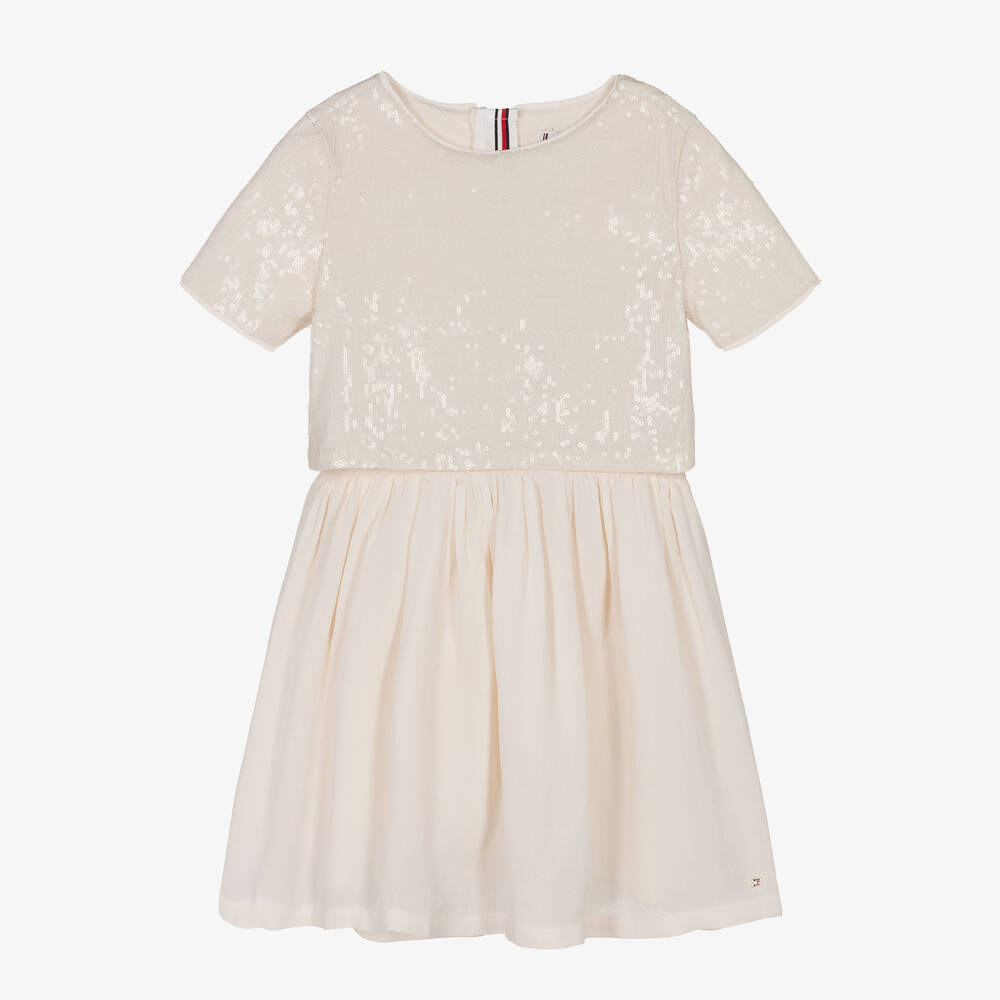 Tommy Hilfiger - Girls Ivory Sequin Dress | Childrensalon