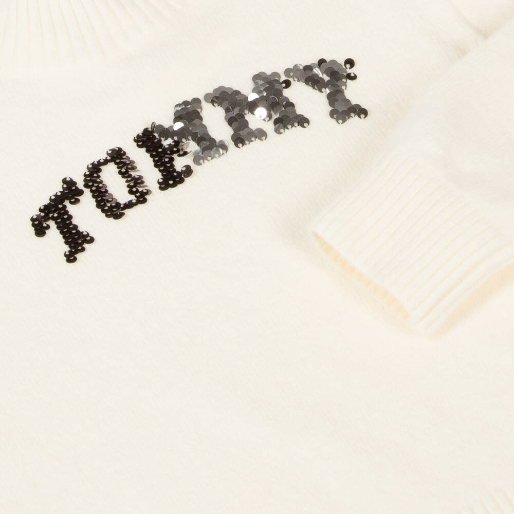 Tommy Hilfiger-Кремовый свитер с пайетками и логотипом | Childrensalon Outlet