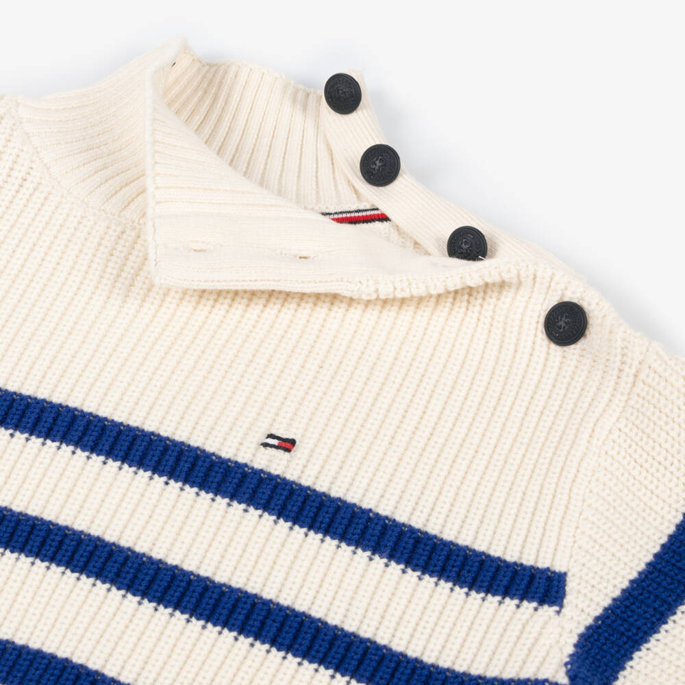 Tommy Hilfiger-Girls Ivory Stripe Knit Pullover | Childrensalon Outlet