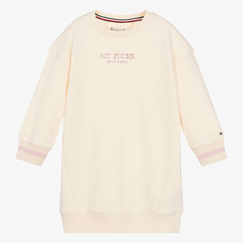 Tommy Hilfiger-Girls Ivory Sweatshirt Jersey Dress | Childrensalon Outlet