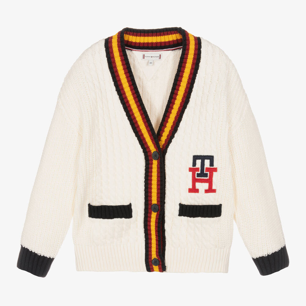 Tommy Hilfiger - Кремовый спортивный вязаный кардиган | Childrensalon