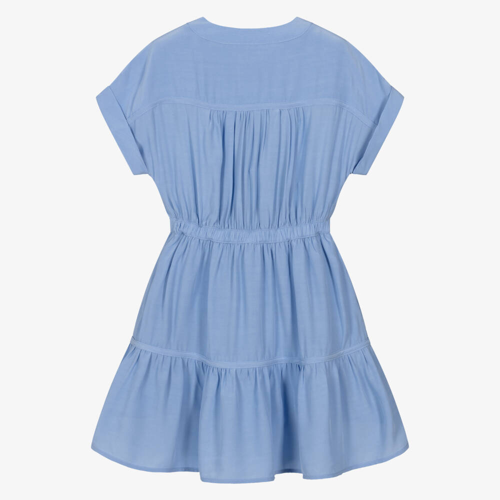 Tommy Hilfiger-Girls Light Blue Gathered Waist Dress | Childrensalon Outlet