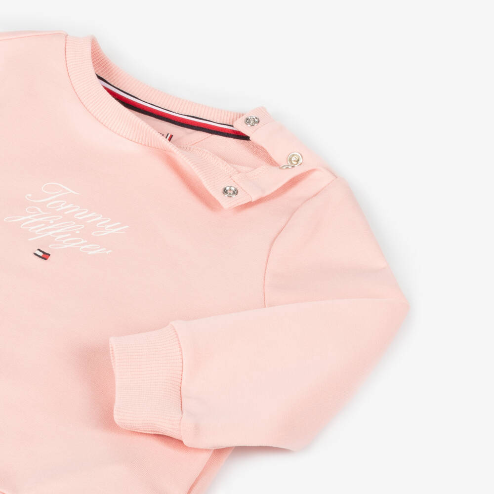 Tommy Hilfiger-Girls Light Pink Cotton Jogger Set | Childrensalon Outlet