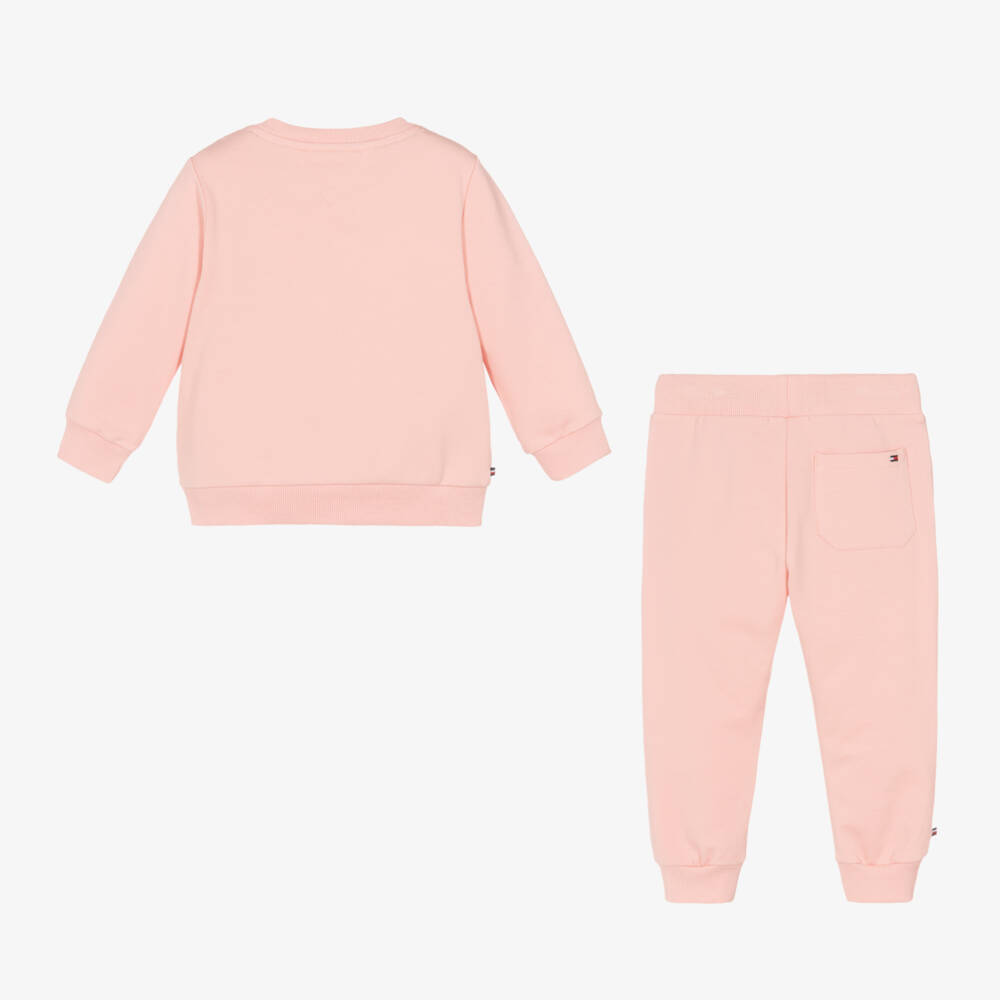 Tommy Hilfiger-Girls Light Pink Cotton Jogger Set | Childrensalon Outlet