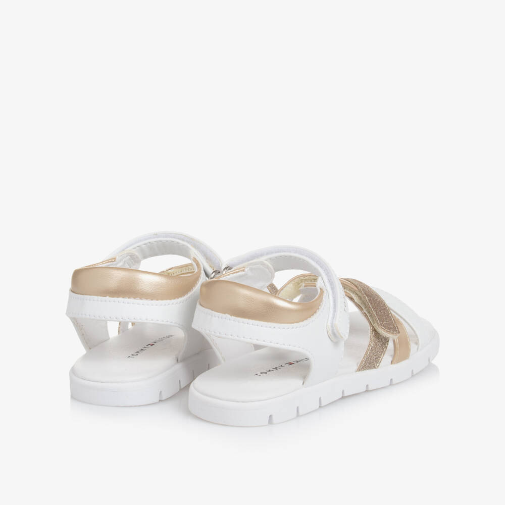 Tommy Hilfiger-Girls Luxe White & Gold Sandals | Childrensalon Outlet