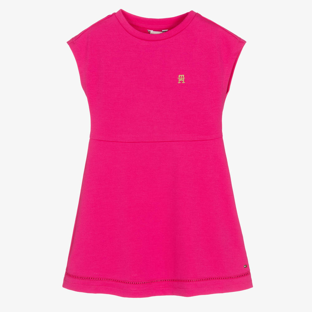 Tommy Hilfiger - Girls Magenta Pink Logo Dress | Childrensalon