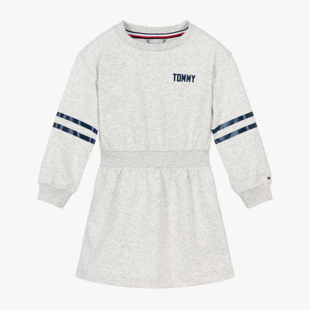 Tommy Hilfiger-Girls Marl Grey Cotton Sweatshirt Dress | Childrensalon Outlet