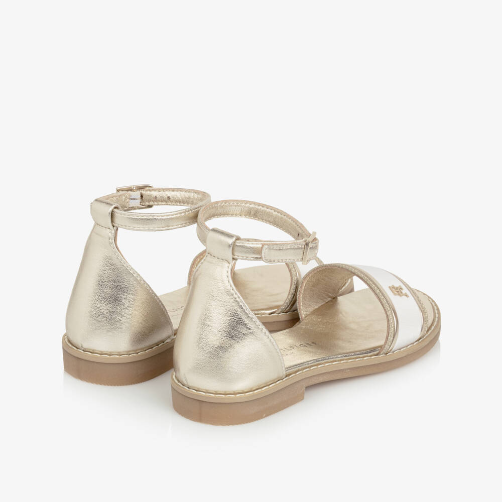 Tommy Hilfiger-Girls Metallic Gold Faux Leather TH Monogram Sandals | Childrensalon Outlet