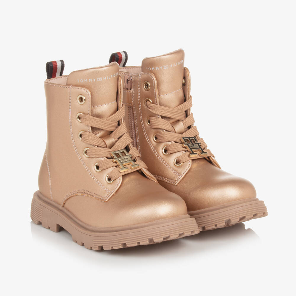 Tommy Hilfiger-Girls Metallic Pink Ankle Boots | Childrensalon Outlet