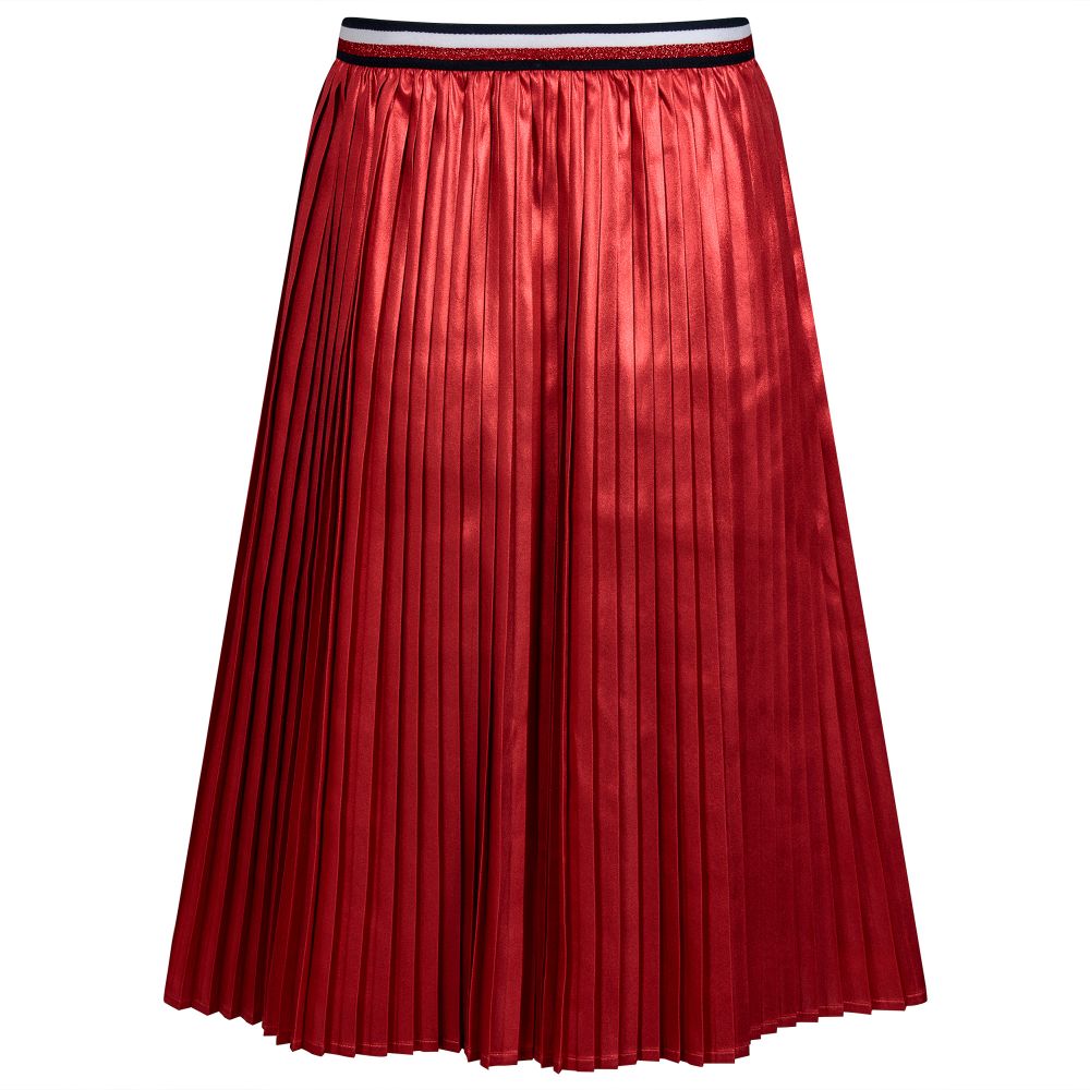 Tommy Hilfiger - Girls Metallic Red Satin Skirt | Childrensalon Outlet