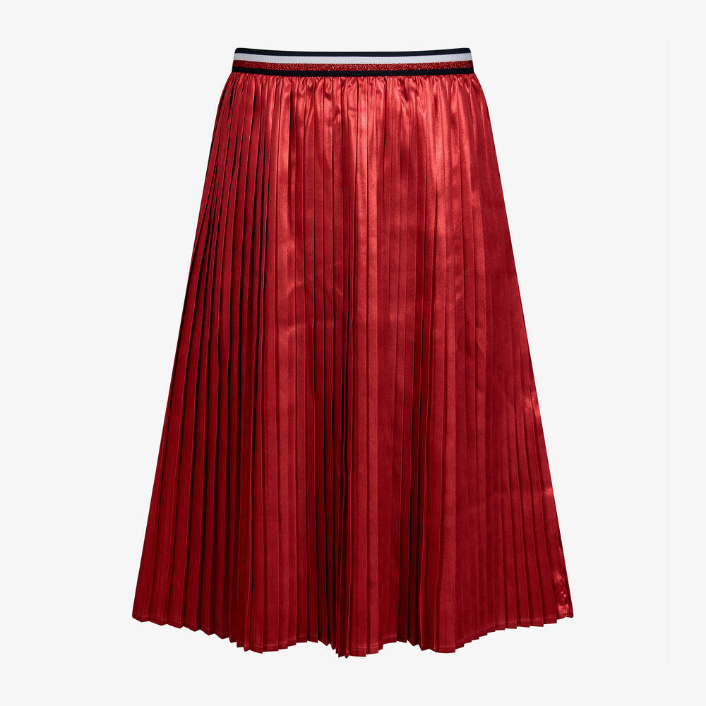 Tommy Hilfiger - Girls Metallic Red Satin Skirt | Childrensalon