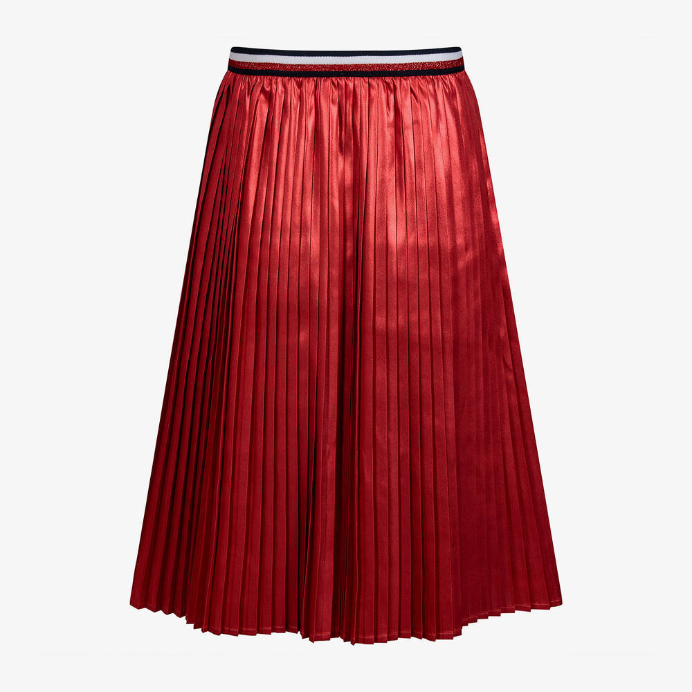 Tommy Hilfiger Girls Metallic Red Satin Skirt Childrensalon Outlet