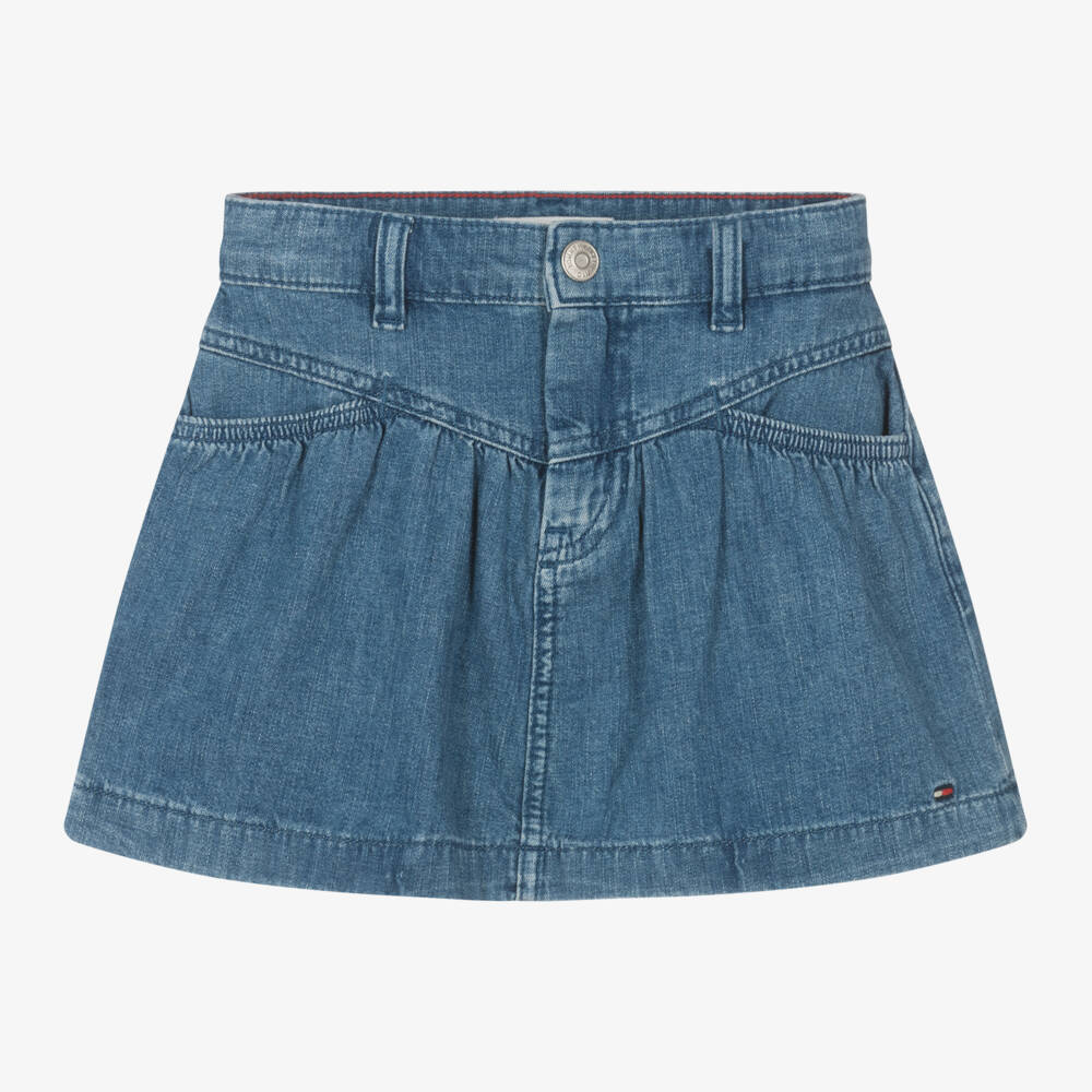 Tommy Hilfiger-Girls Mid-Blue Cotton Skirt | Childrensalon Outlet