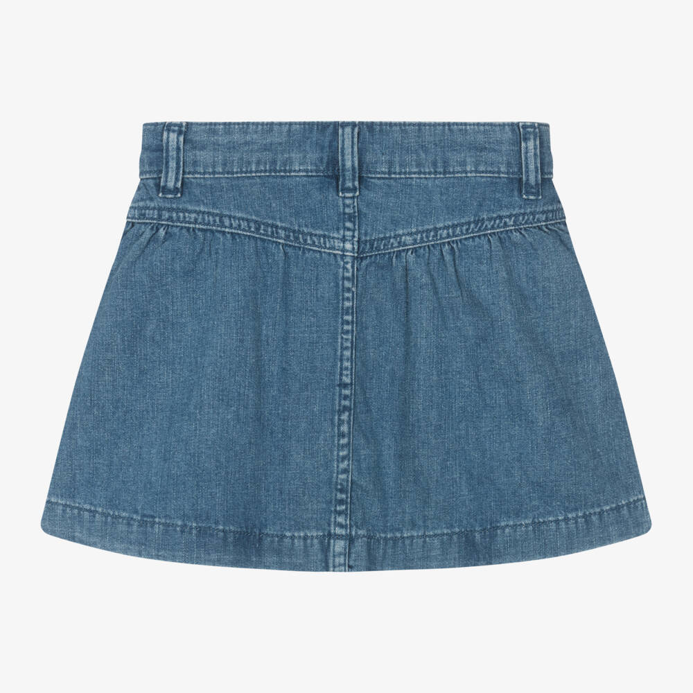 Tommy Hilfiger-Girls Mid-Blue Cotton Skirt | Childrensalon Outlet