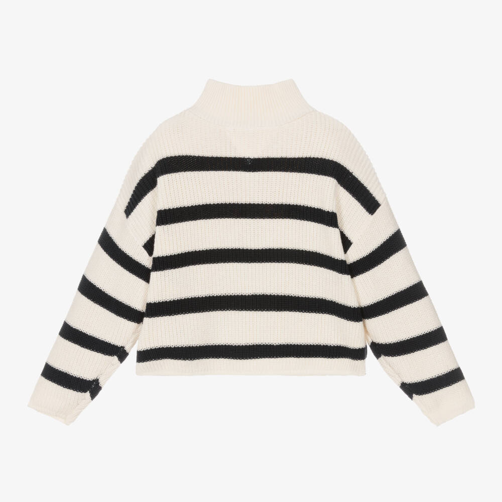 Tommy Hilfiger-Кремово-синий вязаный свитер из хлопка для девочек | Childrensalon Outlet