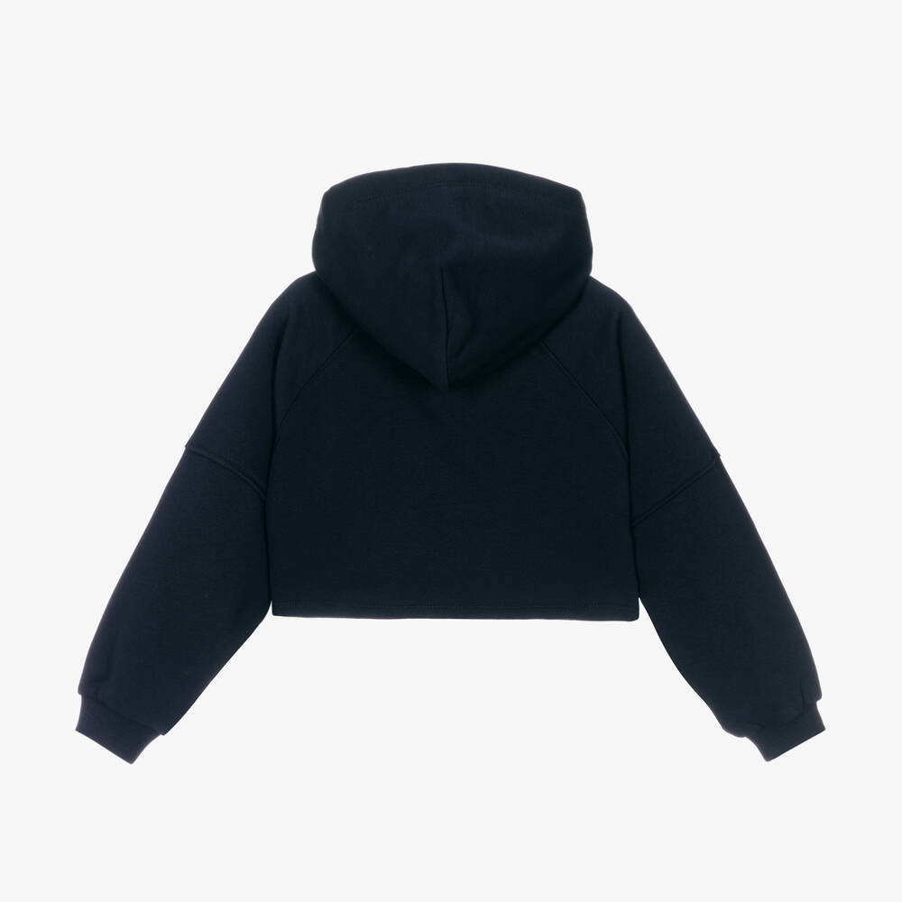 Tommy Hilfiger-Girls Navy Blue Cotton Boxy Fit Hoodie | Childrensalon Outlet