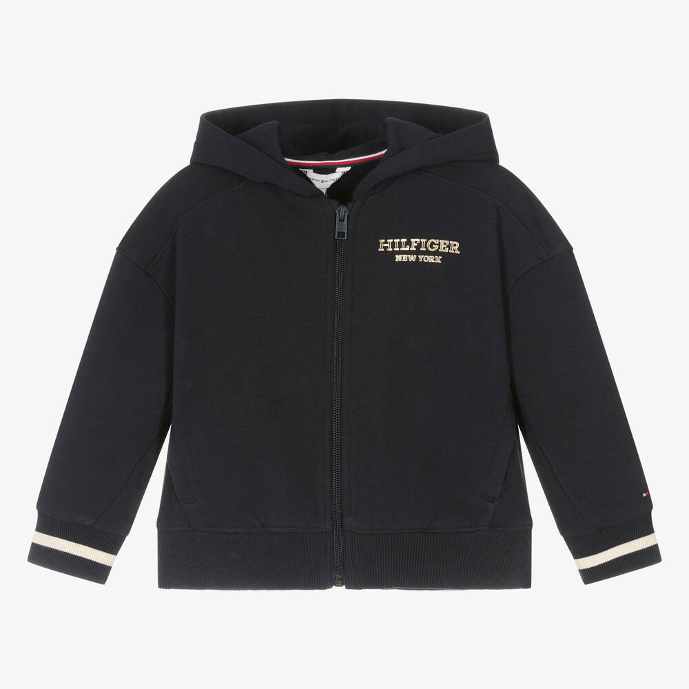 Tommy Hilfiger - Girls Navy Blue Cotton Hoodie | Childrensalon Outlet