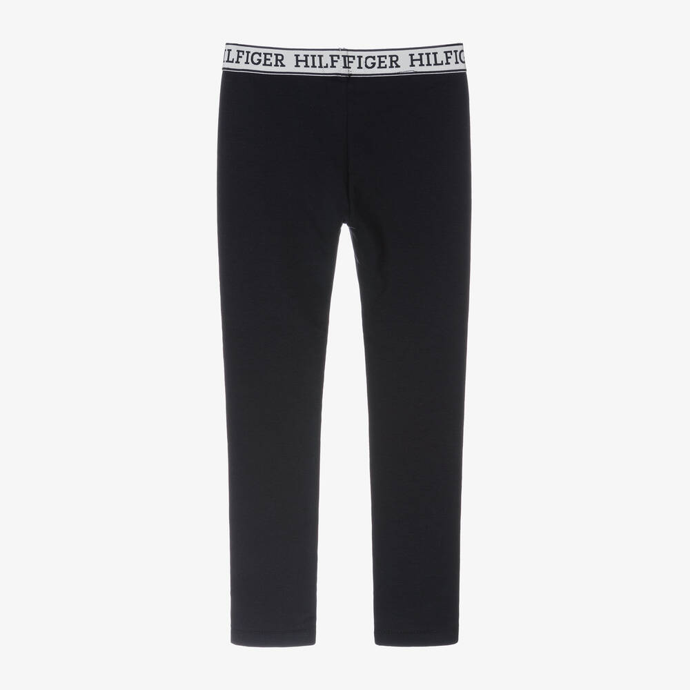 Tommy Hilfiger Girls Navy Blue Cotton Leggings Childrensalon Outlet