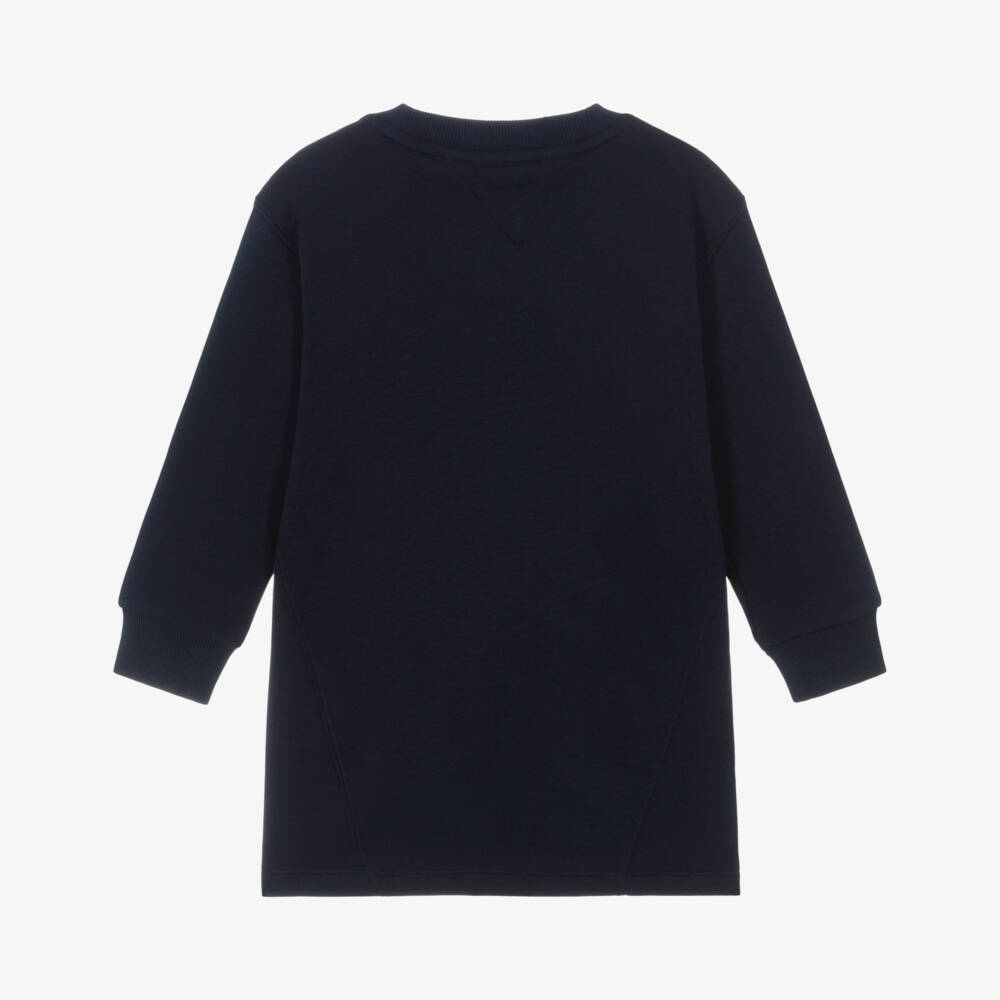 Tommy Hilfiger-Girls Navy Blue Cotton Sweatshirt Dress | Childrensalon Outlet