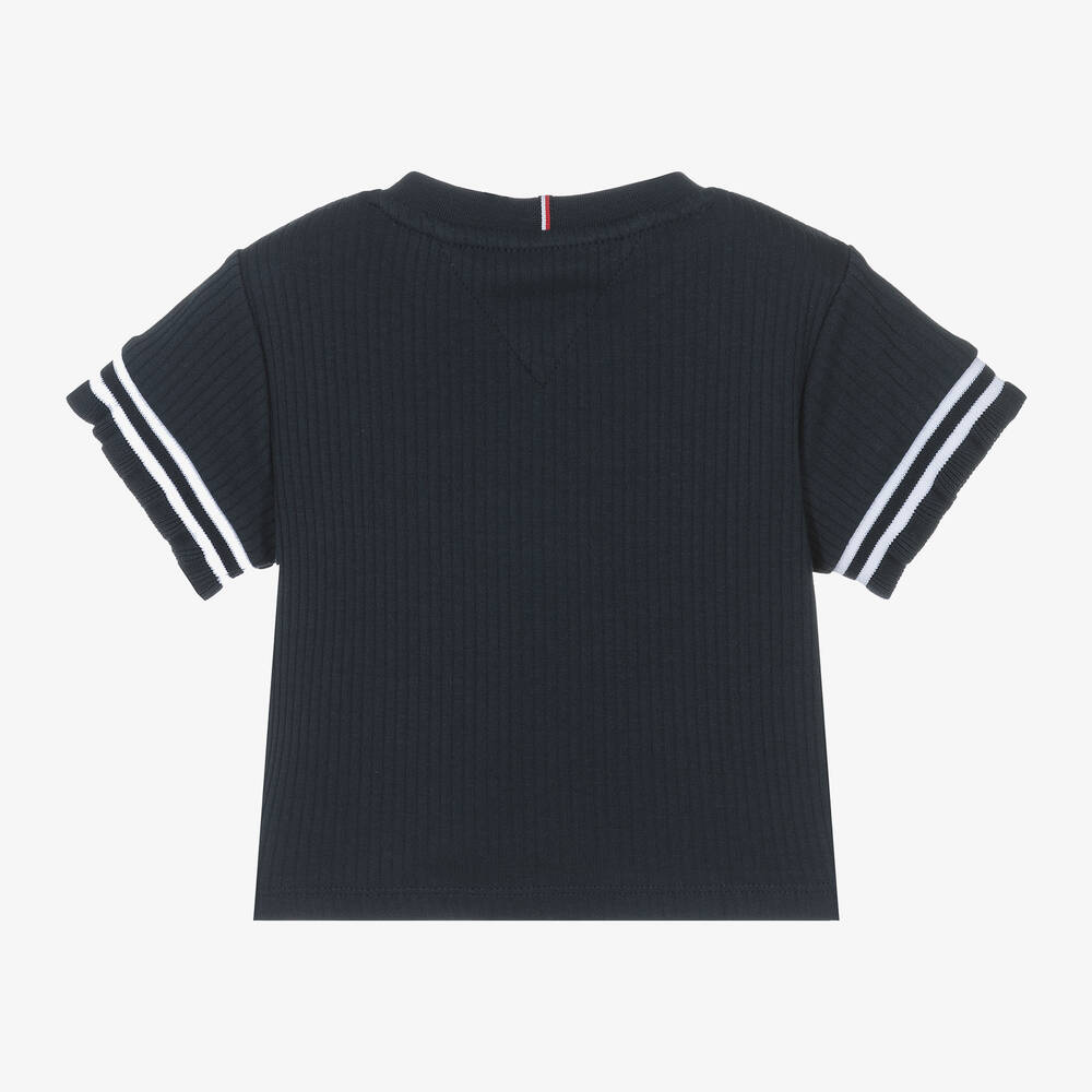 Tommy Hilfiger-Girls Navy Blue Cotton T-Shirt | Childrensalon Outlet