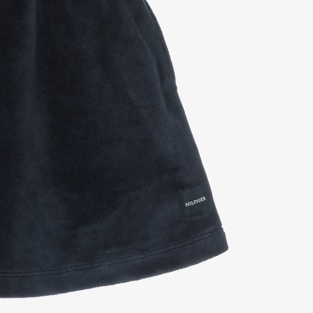 Tommy Hilfiger-Girls Navy Blue Cotton Velour Dress | Childrensalon Outlet