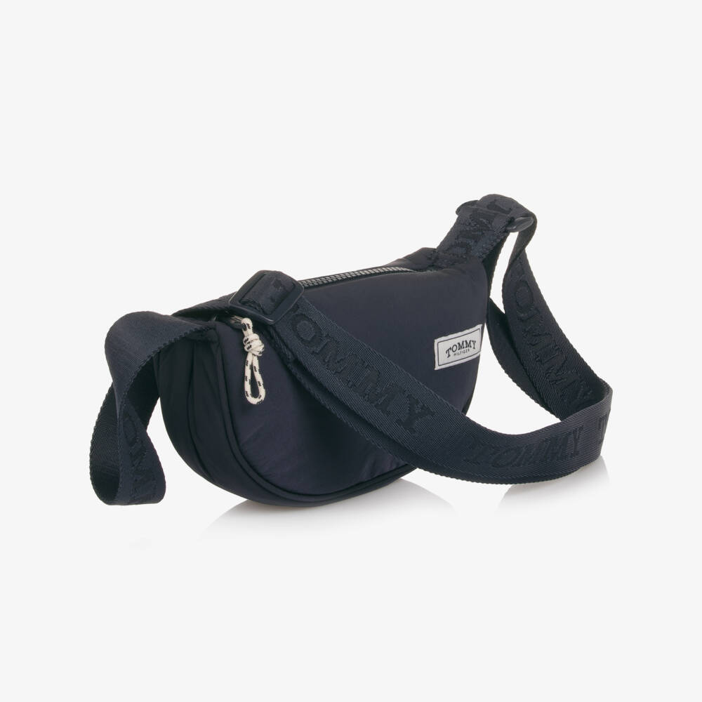 Tommy Hilfiger-Girls Navy Blue Crossbody Bag with Logo Strap (19cm) | Childrensalon Outlet
