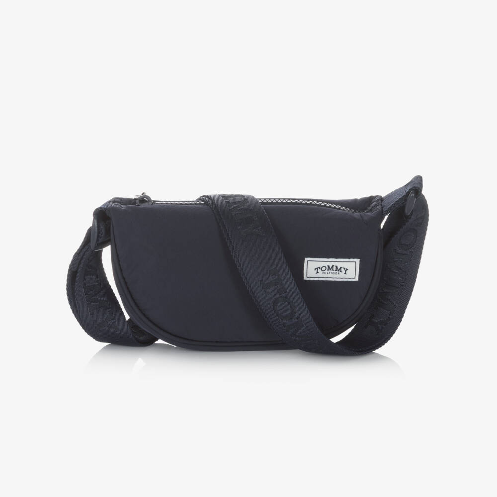 Tommy Hilfiger-Girls Navy Blue Crossbody Bag with Logo Strap (19cm) | Childrensalon Outlet