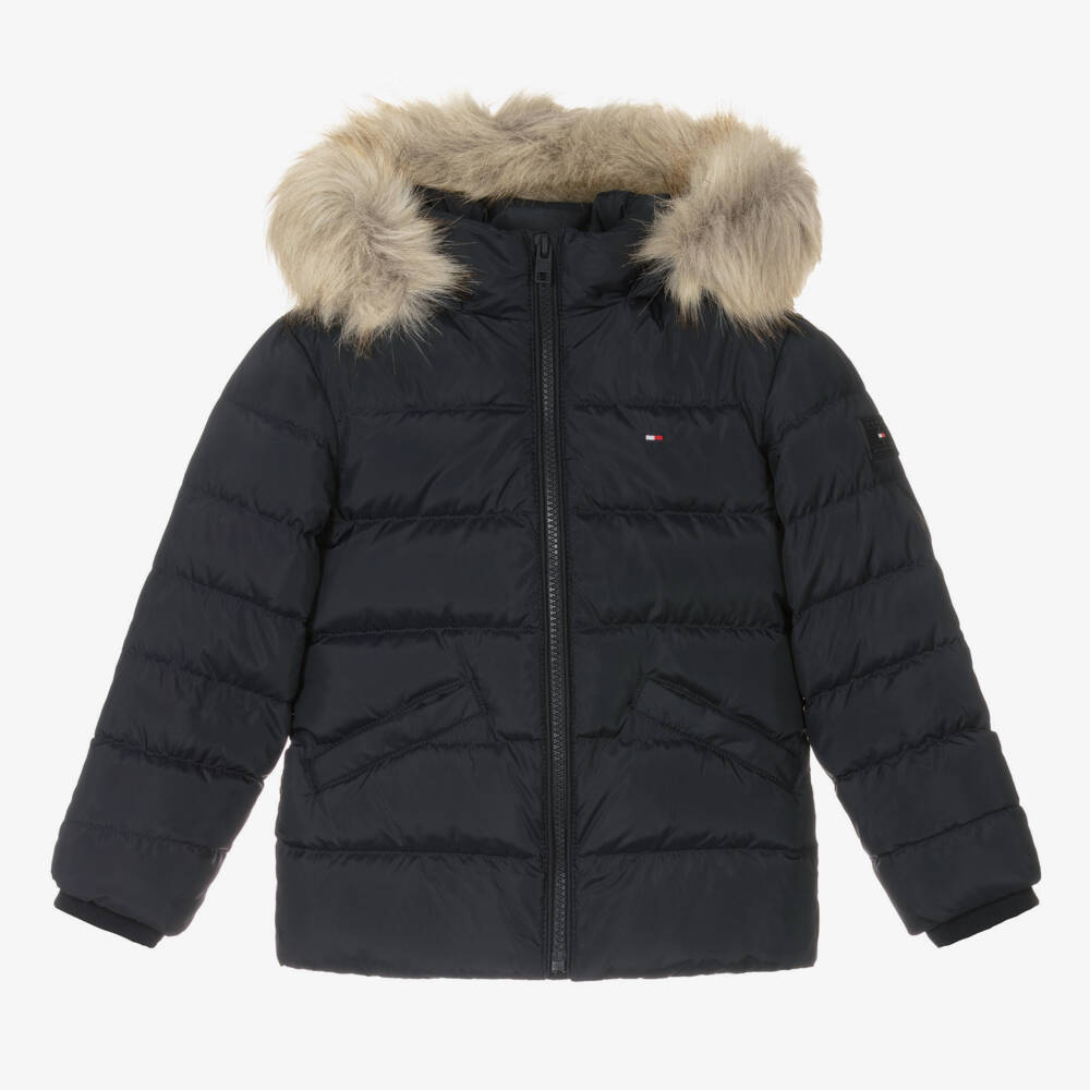 Tommy Hilfiger-Girls Navy Blue Down Padded Puffer Jacket | Childrensalon Outlet