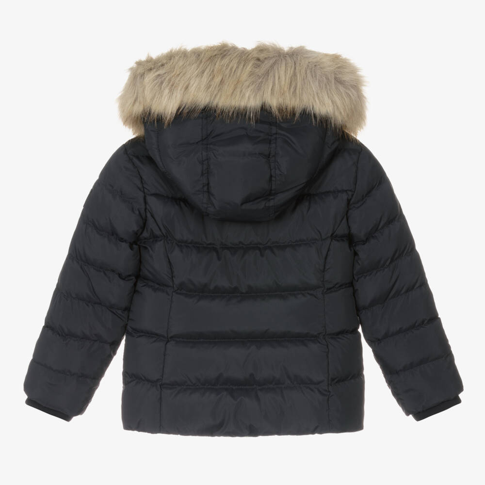 Tommy Hilfiger-Girls Navy Blue Down Padded Puffer Jacket | Childrensalon Outlet