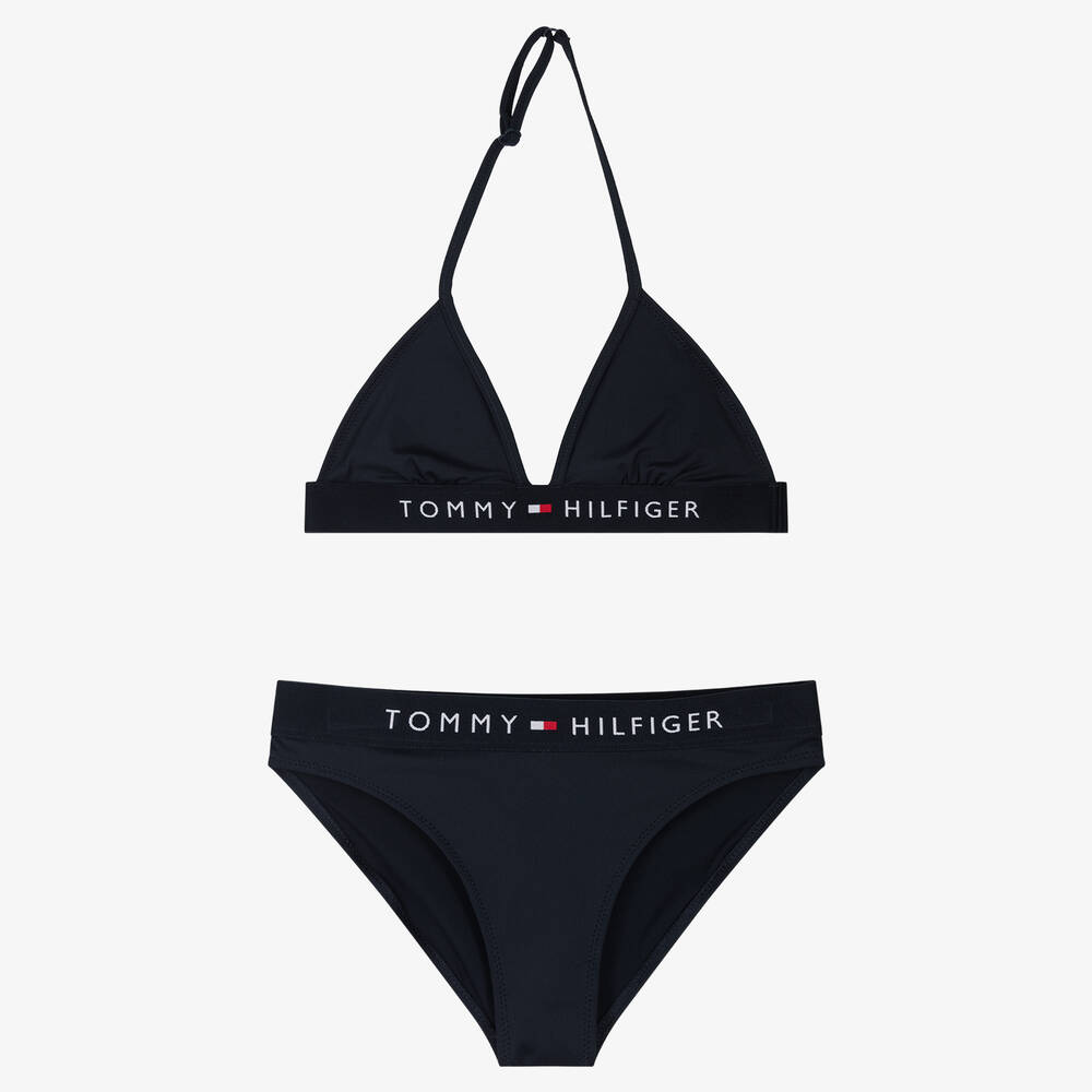 Tommy Hilfiger - Girls Navy Blue Flag Logo Bikini | Childrensalon
