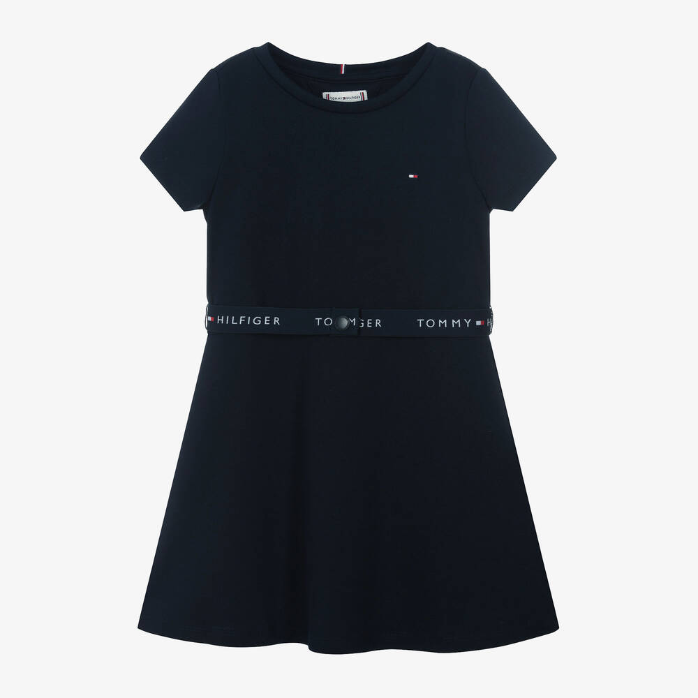 Tommy Hilfiger-فستان بحزام مودال جيرسي لون كحلي | Childrensalon Outlet