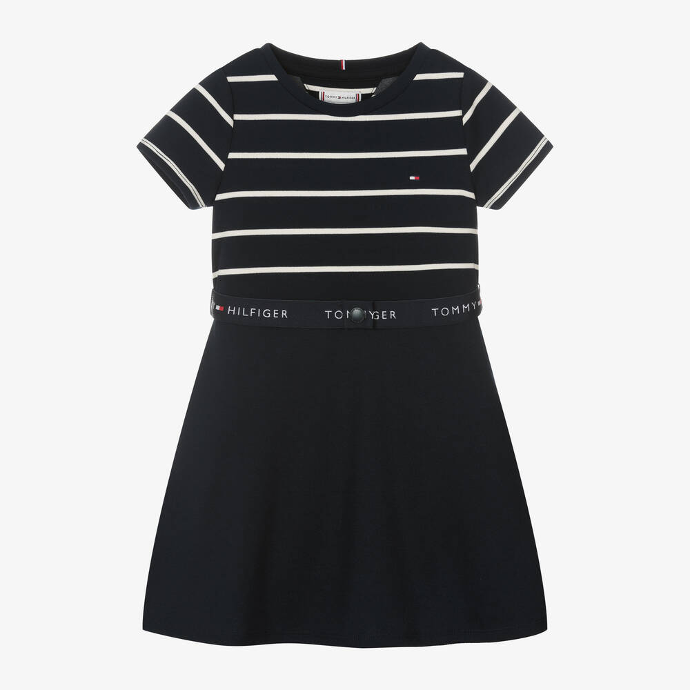 Tommy Hilfiger-Girls Navy Blue Jersey Skater Dress | Childrensalon Outlet