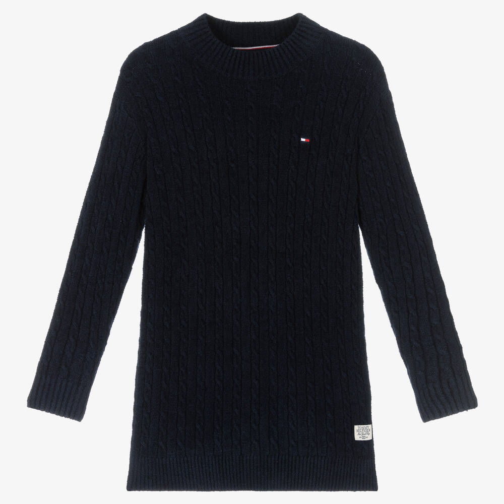 Tommy Hilfiger - Girls Navy Blue Knitted Dress | Childrensalon